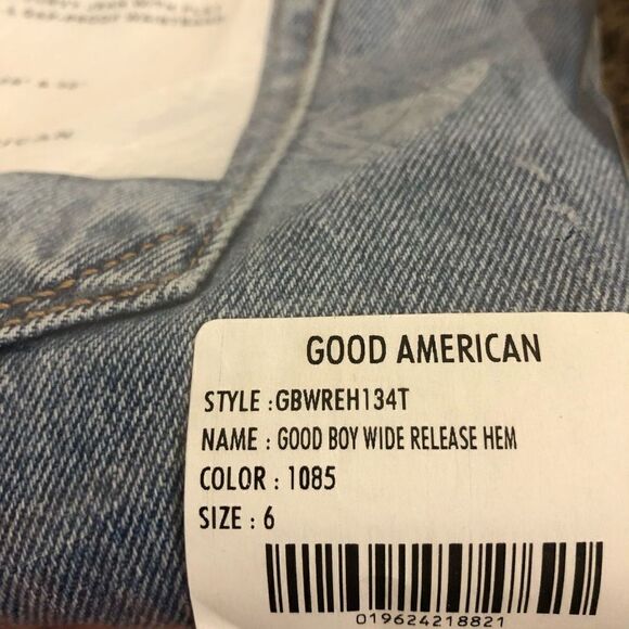 Good American 6/28 Good Boy High Rise Wide Release Hem Indigo - Picture 10 of 10